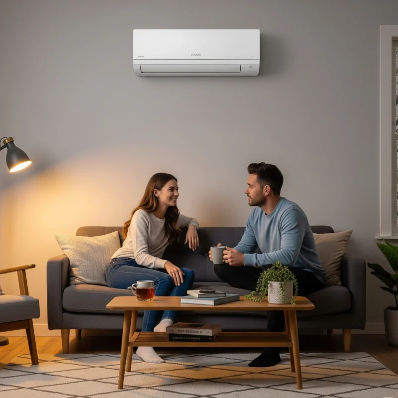 People on area with kaisai air conditioner